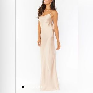 NEW✨ SHOW ME YOUR MUMU. Tuscany Maxi Slip Dress. Champagne Luxe Satin. SMALL